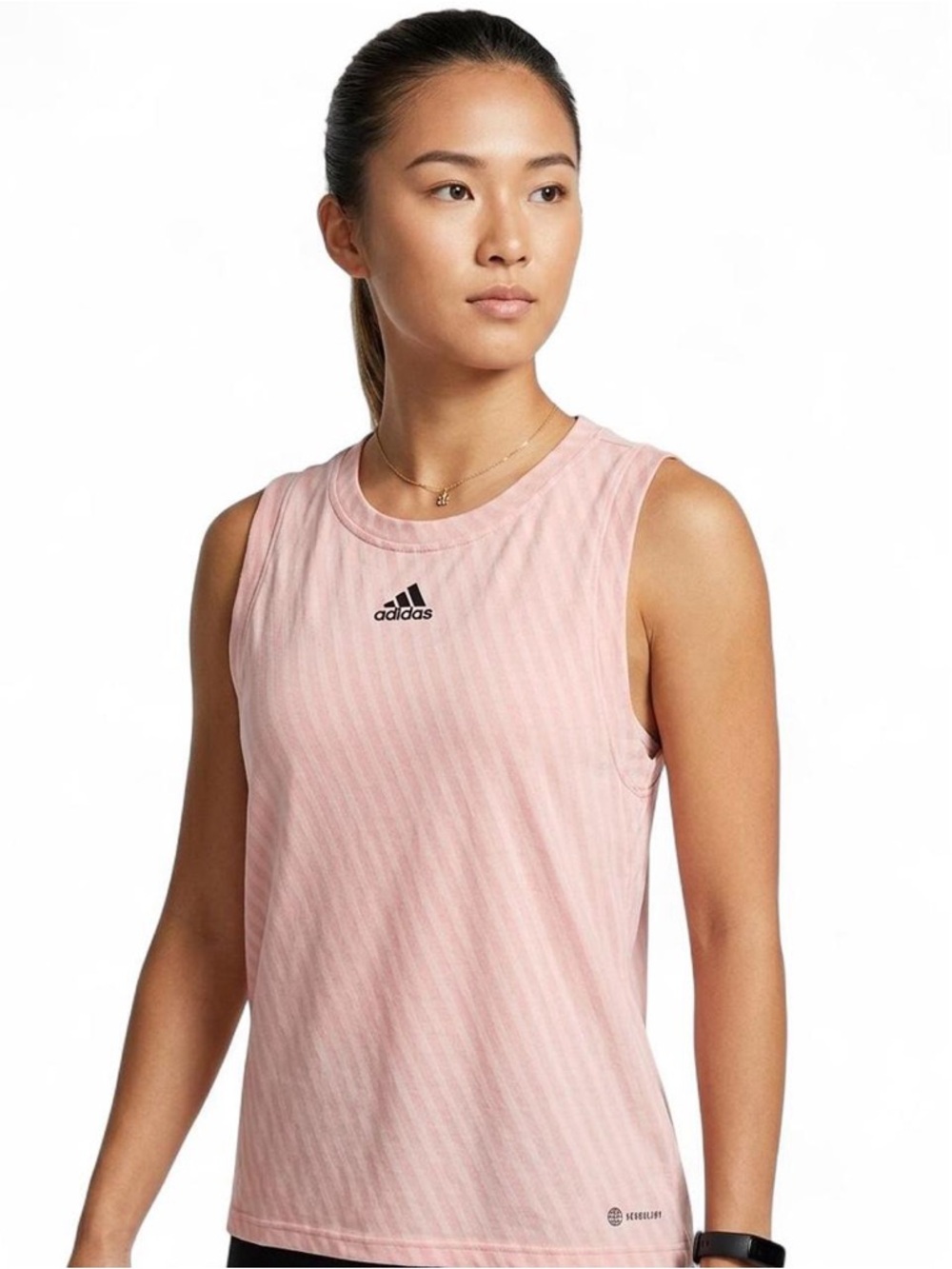 adidas Light Pink Striped Sleeveless Tank